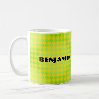 Retro 90er Zitronengelb Limettengrün Harlekin Kaff Kaffeetasse