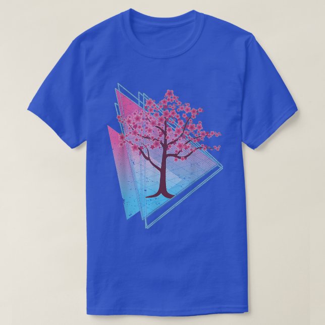 Retro 90s Art Sakura Japan Flower Vaporwave Cherry T-Shirt (Design vorne)
