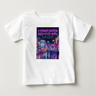 Retro 90s City Pop Night: Neon Tokyo & Osaka Rain Baby T-shirt