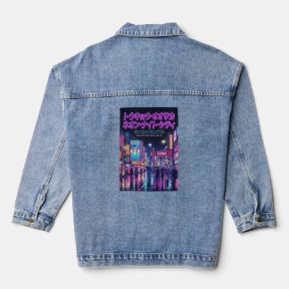 Retro 90s City Pop Night: Neon Tokyo & Osaka Rain Jeansjacke