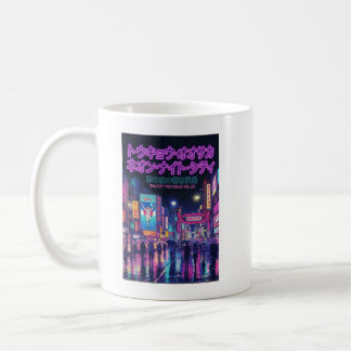 Retro 90s City Pop Night: Neon Tokyo & Osaka Rain Kaffeetasse
