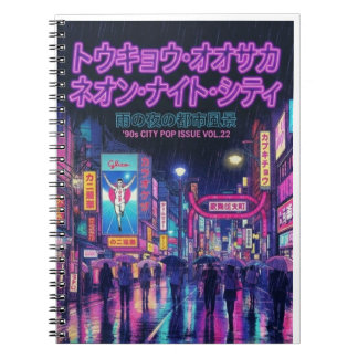 Retro 90s City Pop Night: Neon Tokyo & Osaka Rain Notizblock