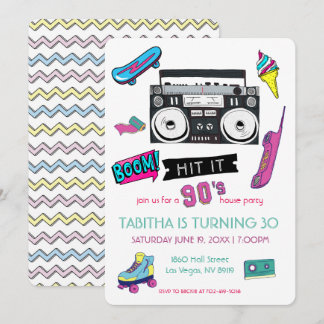Retro 90's Geburtstagsparty Einladung