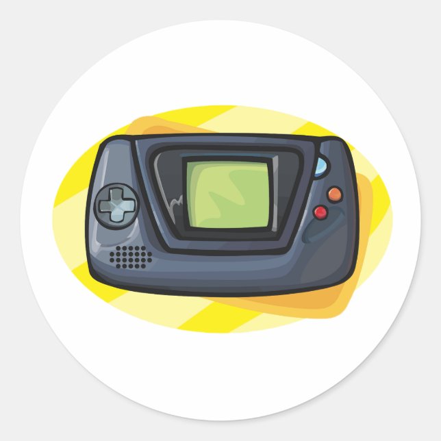 Retro 90s Handheld Game Console Gamer Runder Aufkleber (Vorderseite)