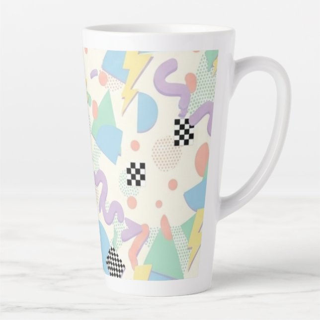 Retro 90s Memphis Aesthetic Pattern Latte Mug Milchtasse (Rechts)