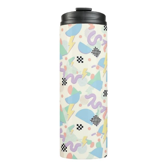 Retro 90s Memphis Aesthetic Pattern Latte Mug Thermosbecher (Vorderseite)