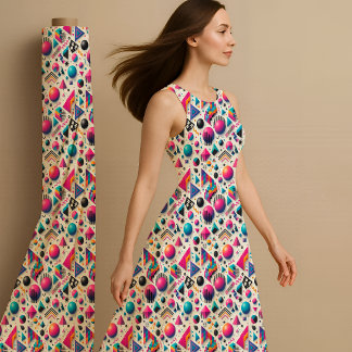 Retro 90s Memphis Geometric Neon Bold Fabric Print Stoff