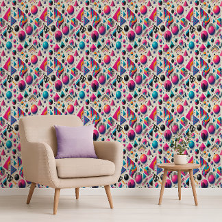 Retro 90s Memphis Geometric Neon Bold Wallpaper Tapete