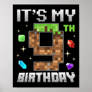 Retro 9. Geburtstag Junge Level 9 Videospieler Pix Poster