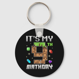 Retro 9. Geburtstag Junge Level 9 Videospieler Pix Schlüsselanhänger