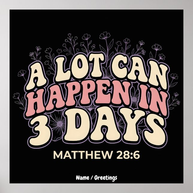 Retro A Lot Can Happen In 3 Days Christian Easter  Poster (Vorne)