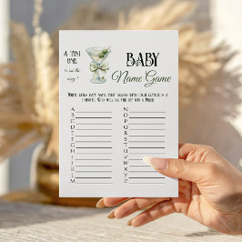 Retro A Tini One Martini Baby Shower Name Game Mitteilungskarte