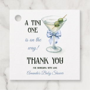 Retro A Tini One Martini Blaues Schleifen-Jungen-B Geschenkanhänger
