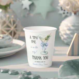 Retro A Tini One Martini Blaues Schleifen-Jungen-B Pappbecher