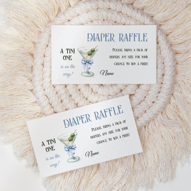 Retro A Tini One Martini Blue Bow Boy Baby Shower Begleitkarte (Von Creator hochgeladen)