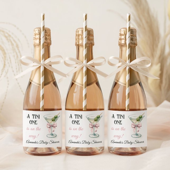 Retro A Tini One Martini Pink Bow Girl Baby Shower (Von Creator hochgeladen)