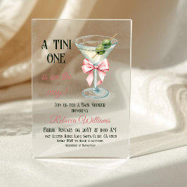 Retro A Tini One Martini Pink Bow Girl Baby Shower Acryleinladungen