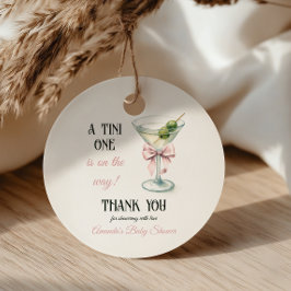Retro A Tini One Martini Pink Bow Girl Baby Shower Geschenkanhänger