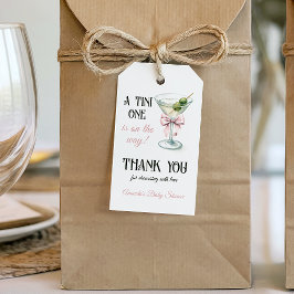 Retro A Tini One Martini Pink Bow Girl Baby Shower Geschenkanhänger