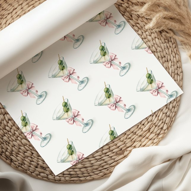 Retro A Tini One Martini Rosa Schleife Mädchen Bab Geschenkpapier (Von Creator hochgeladen)