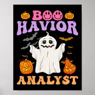 Retro Aba Therapeut Bcba Halloween Ghost Boo Havio Poster