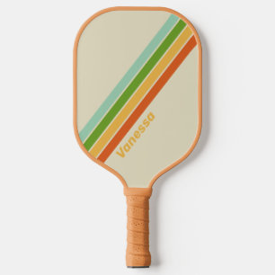 Retro ABC Straße gestreift mit Namen Pickleball Schläger