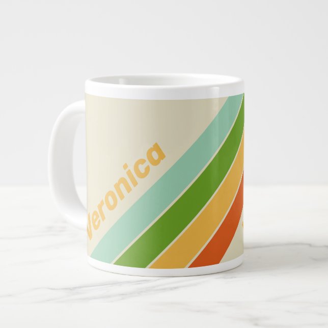 Retro ABC Street Stripes with Name Jumbo-Tasse (Vorderseite Links)