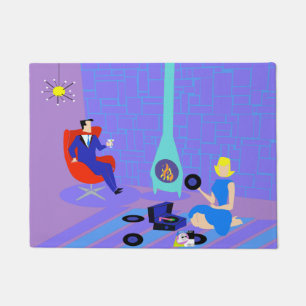 Retro-Abend an der Zuhause Door Mat Fußmatte