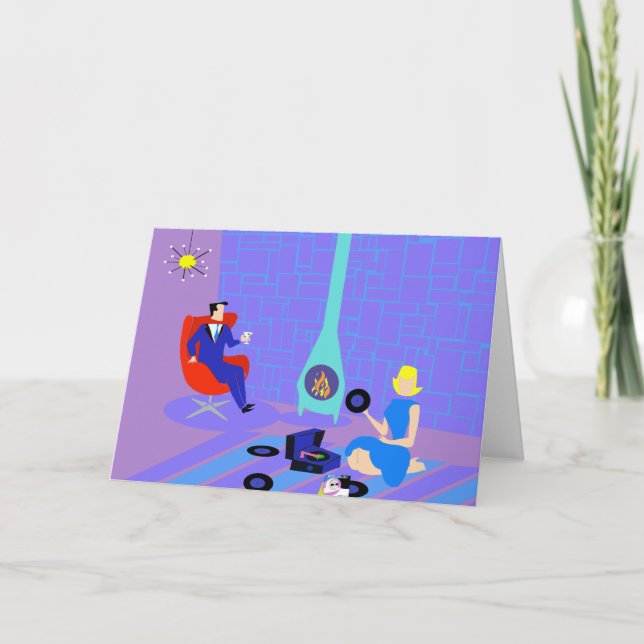 Retro-Abend auf der Zuhause-Grußkarte Karte (Vorderseite)