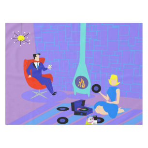 Retro-Abend bei Zuhause Tableclout Tischdecke