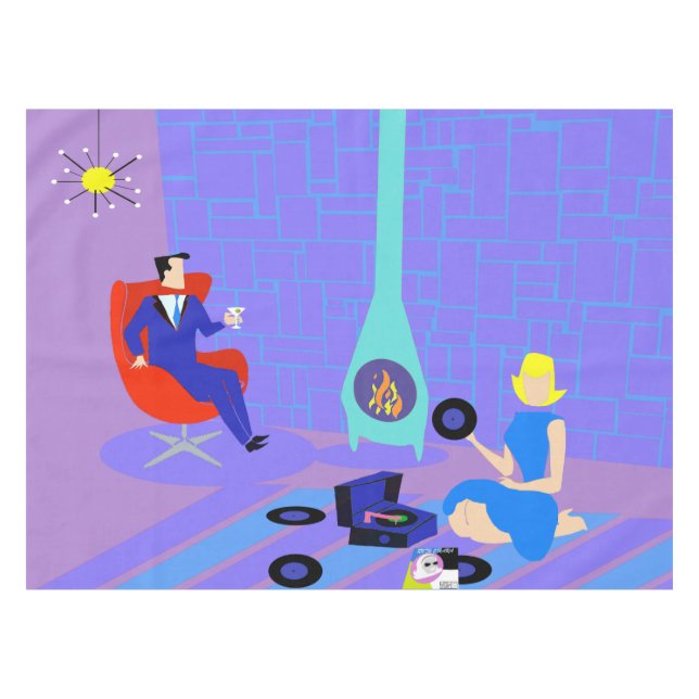 Retro-Abend bei Zuhause Tableclout Tischdecke (Vorderseite (Horizontal))