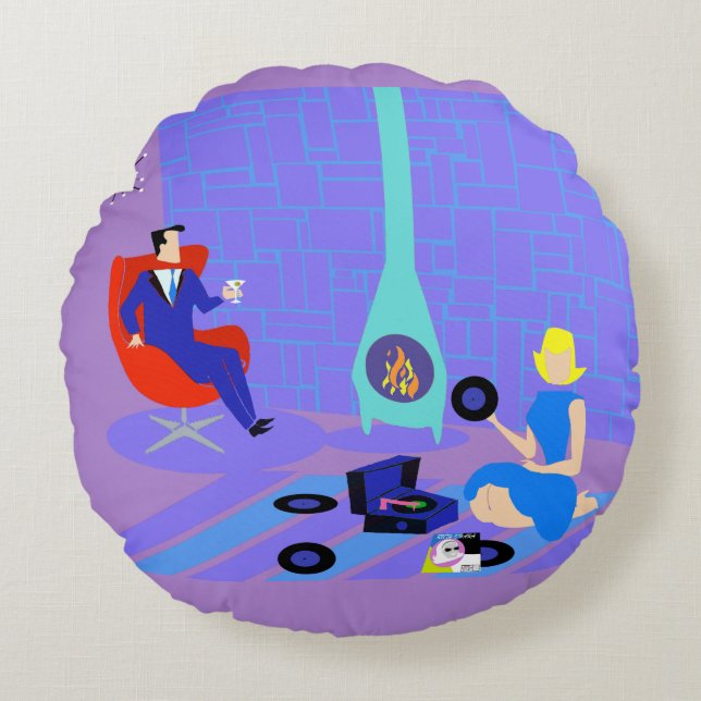 Retro Abend zu Hause ringsum Kissen (Vorderseite)