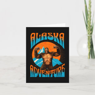 Retro-Abenteuer am Alaska-Sasquatch-Berg Feiertagskarte