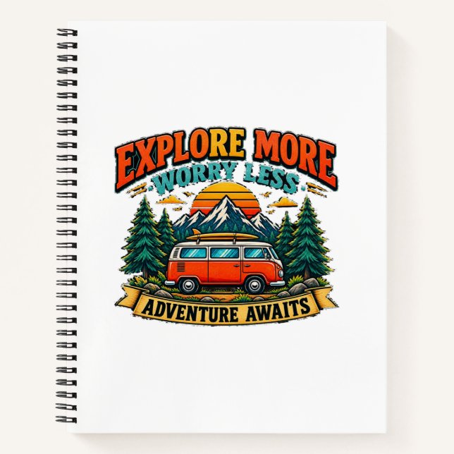 Retro-Abenteuer-Camping-Spiralblock Notizbuch (Vorderseite)