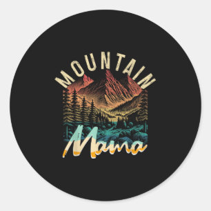 Retro-Abenteuer-Camping-Wandern-Berg-Mama Runder Aufkleber