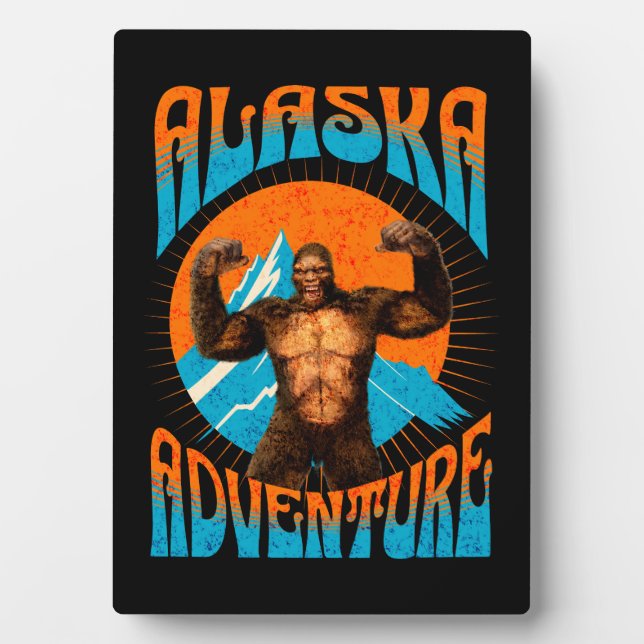 Retro-Abenteuer Sasquatch-Berg Alaska Fotoplatte (Vorderseite)