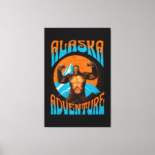 Retro-Abenteuer Sasquatch-Berg Alaska Leinwanddruck