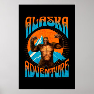 Retro-Abenteuer Sasquatch-Berg Alaska Poster
