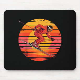 Retro-Abfahrtski-Lifestyle Vintage-Sonnenuntergang Mousepad