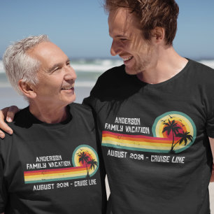 Retro abgenutzt Sonnenuntergangs-Kreuzfahrt Famili T-Shirt