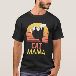 Retro abgenutzte Katze Mama Vintage Achtziger Jahr T-Shirt