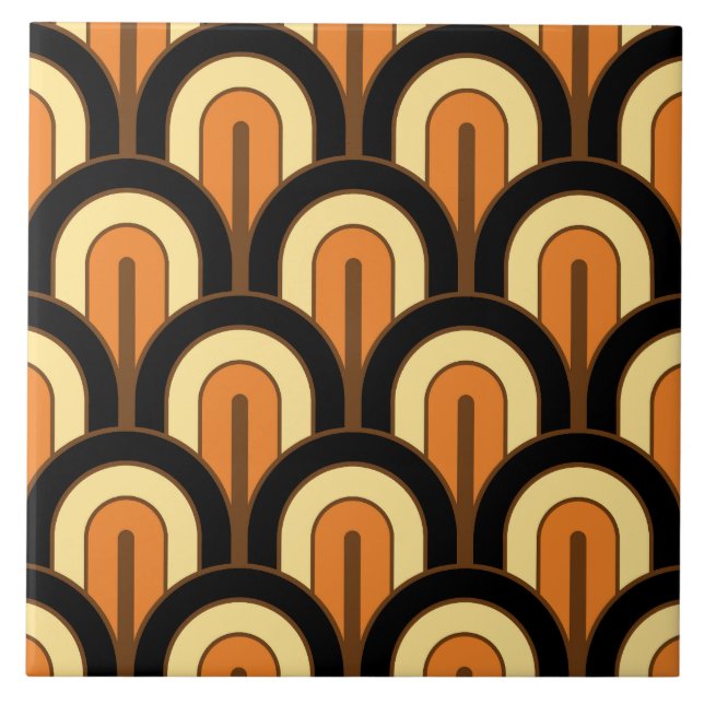 Retro abgestufter geometrischer Fächer Fliese (Vorderseite)