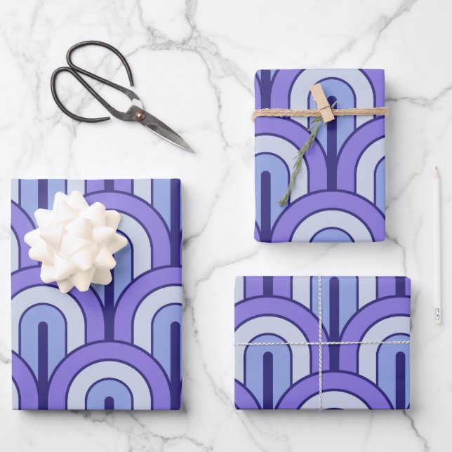 Retro abgestuftes geometrisches Fächer-Muster Geschenkpapier Set (Vorderseite)