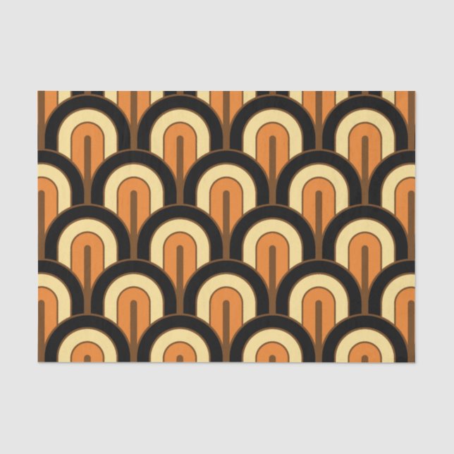 Retro abgestuftes geometrisches Fächer-Muster Seidenpapier (Vorderseite)