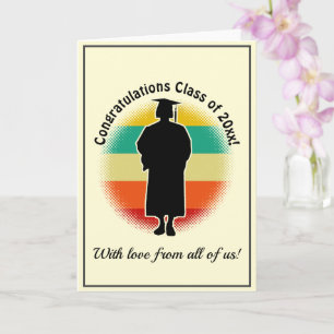 Retro Abschluss Graduate Cap & Gown Girl Ca Karte
