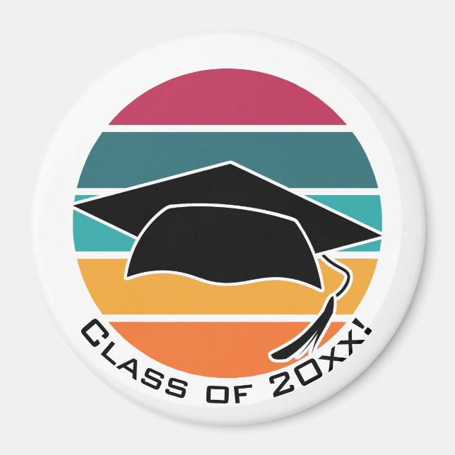 Retro Abschluss Graduate Cap Mortarboard Magnet (Vorne)