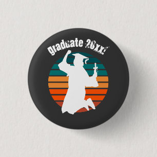 Retro Abschluss Graduate Jumping for Joy Rainbow Button