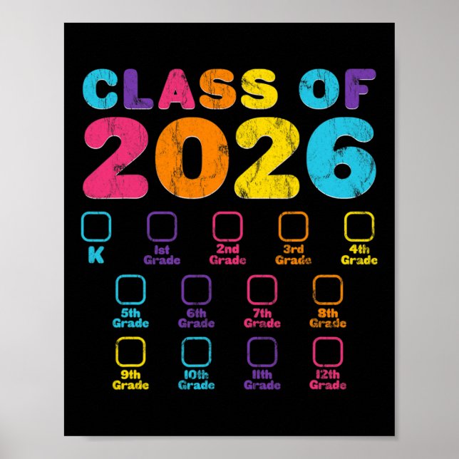 Retro-Abschlussklasse 2026 Platz für Note Häkchen  Poster (Vorne)