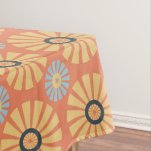 Retro Abstrablau und Orange Daisies Muster Tischdecke
