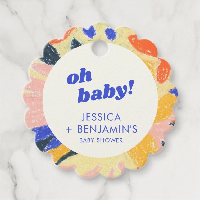 Retro Abstract Botanical Fun Baby Shower Custom Geschenkanhänger (Vorderseite)